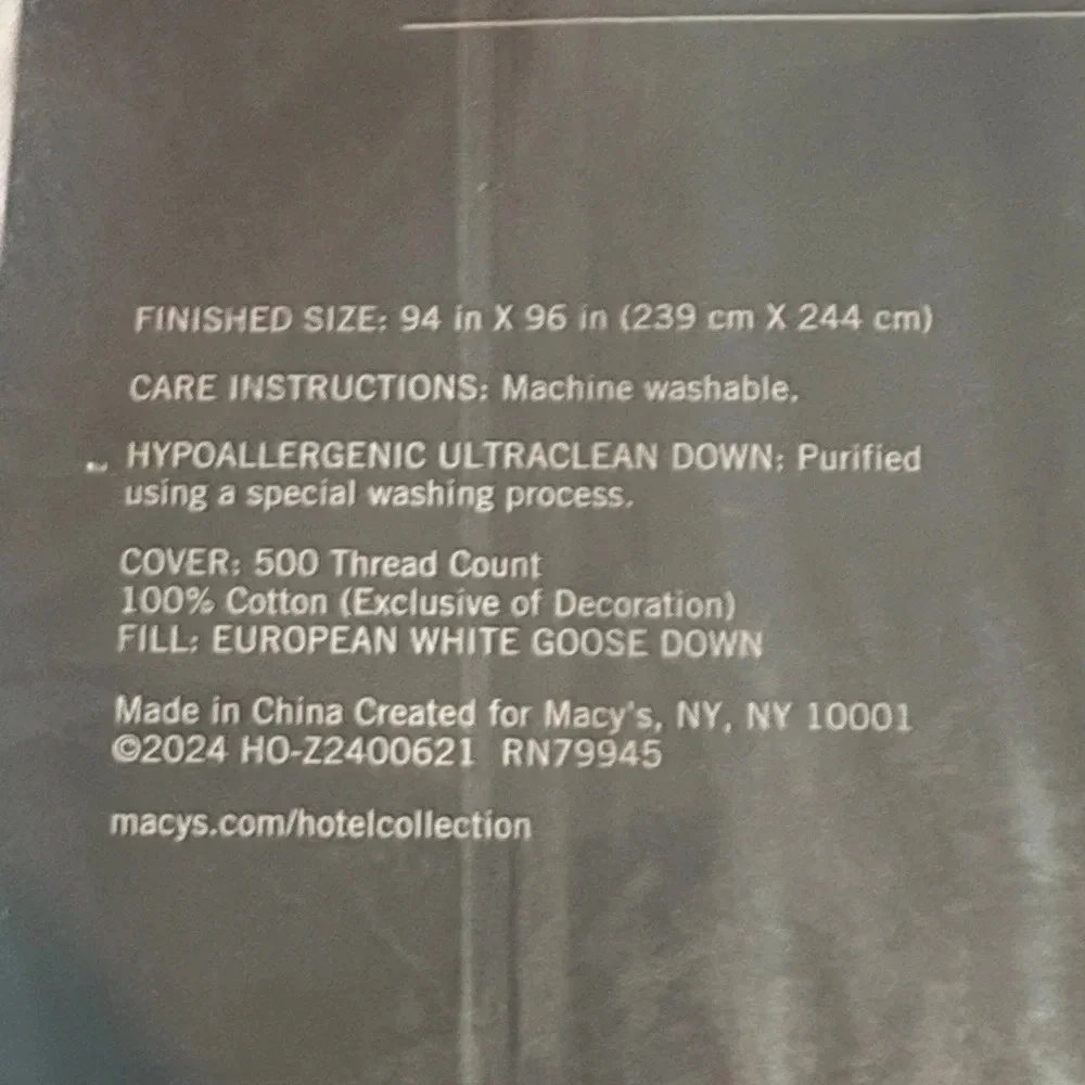Hotel Collection White Goose Down Comforter